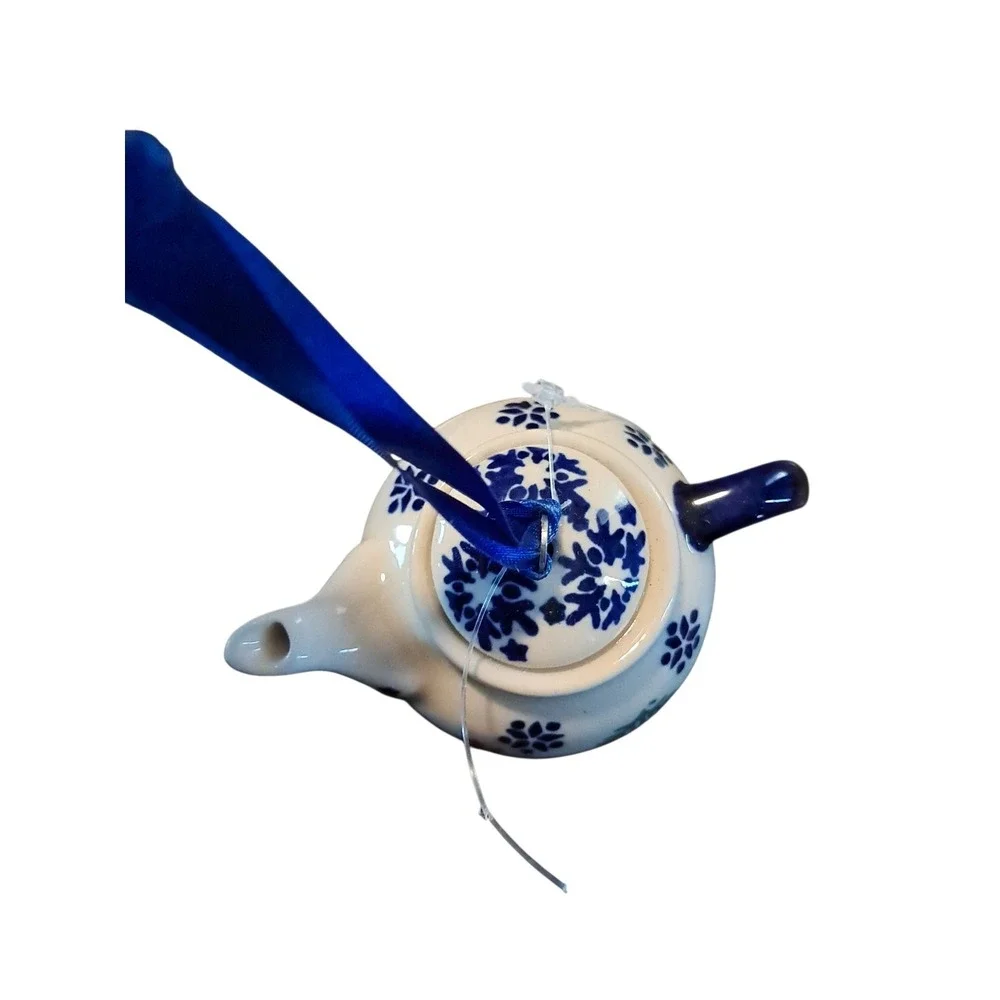 Polish Pottery Christmas Teapot Ornament Handmade Boleslawiec Manufaktura‎